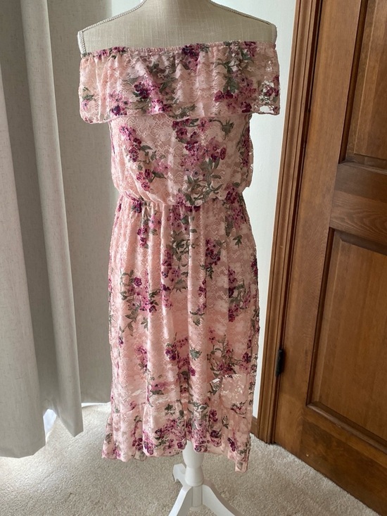 No Boundaries Dresses & Skirts - No Boundaries Blush Pink Floral Trim Dress